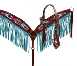 Showman ® Pastel Navajo headstall and fringe breast collar set