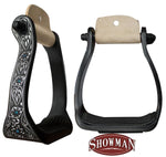 Showman ® Black engraved aluminum stirrups