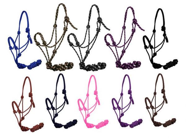 Showman  horse size adjustable nylon cowboy knot halter with matching 7.5' lead SH4335