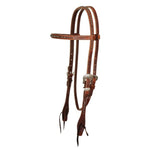 7144 ROSEWOOD HARNESS BROWBAND HEADSTALL WITH SILVER AND DOTS