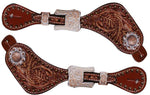 Showman ® Ladies size Floral tooled spur straps  SH7192