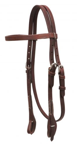 Showman ® Oiled harness leather headstall with quick change bit loops