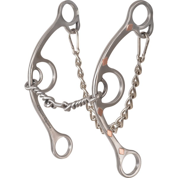 Classic Equine Sherry Cervi Diamond Shank Barrel Bit with Twisted Wire Dogbone, Long Shank