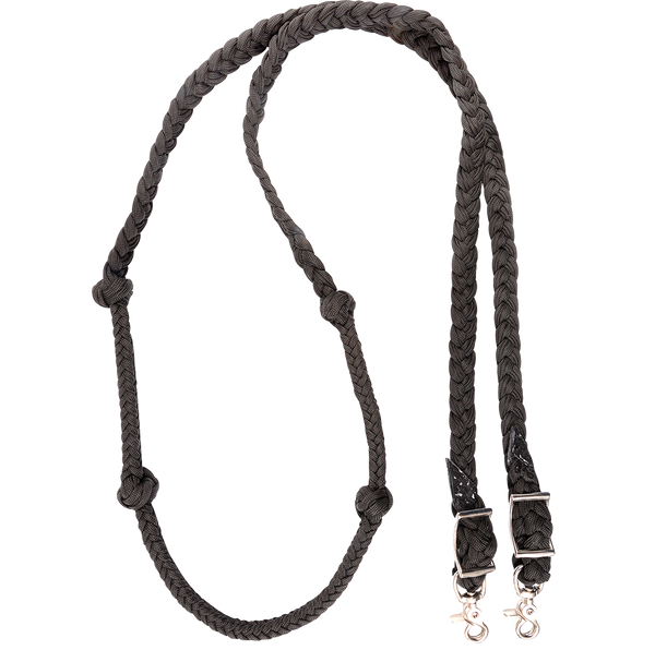 Martin Saddlery Braided Nylon Barrel Rein with Knots 1-inch Thick Buckle Snap Ends