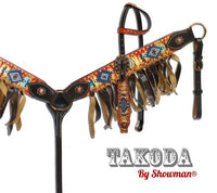 Showman® " Takoda" headstall and breast collar set with southwest design SH85025