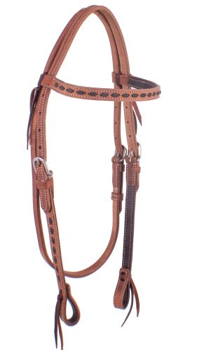 Showman ® Harness leather Browband Headstall with dark brown buckstitch