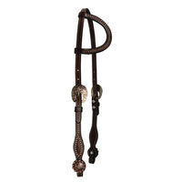 7032C ONE-EAR HEADSTALL – COPPER STARS AND CHOCOLATE LEATHER